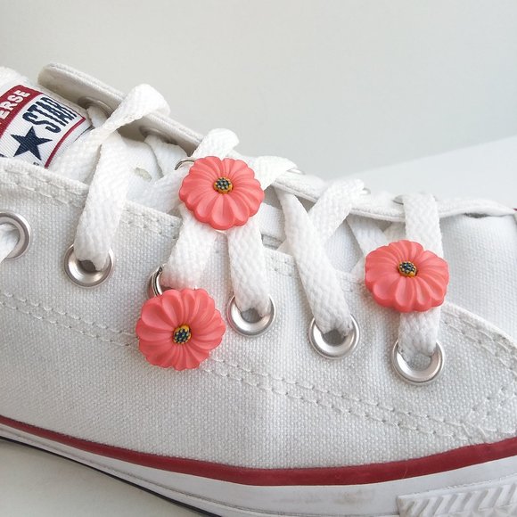 3 Pink poppy flower shoe charm   Roller Skate Shoelace poppy charm - Picture 7 of 7